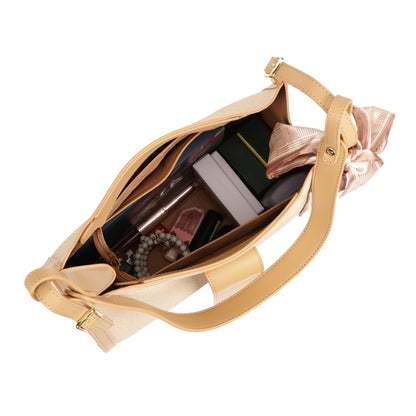 Magnolia PU Leather Women Beige Shoulder Bag