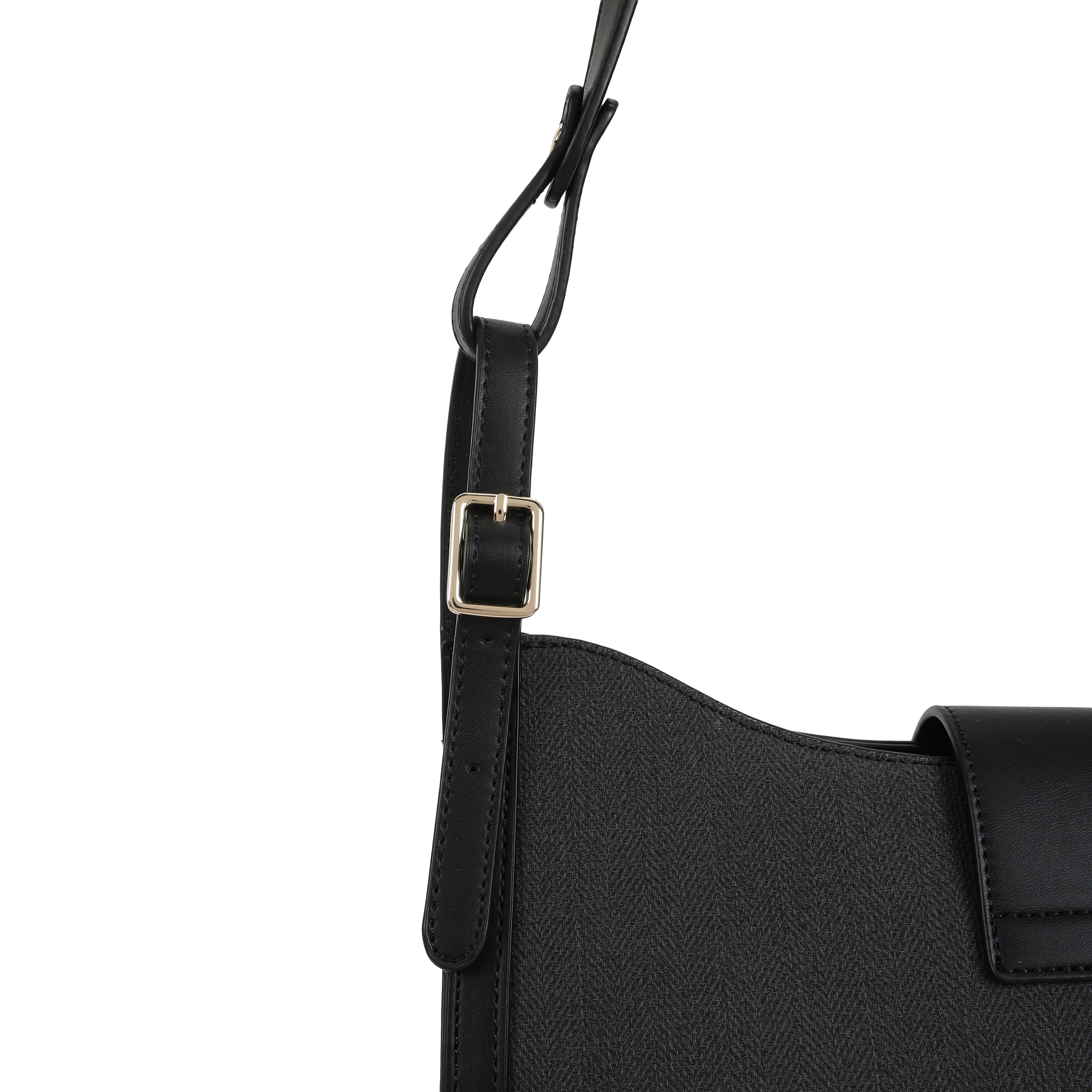 Magnolia PU Leather Women Black Shoulder Bag