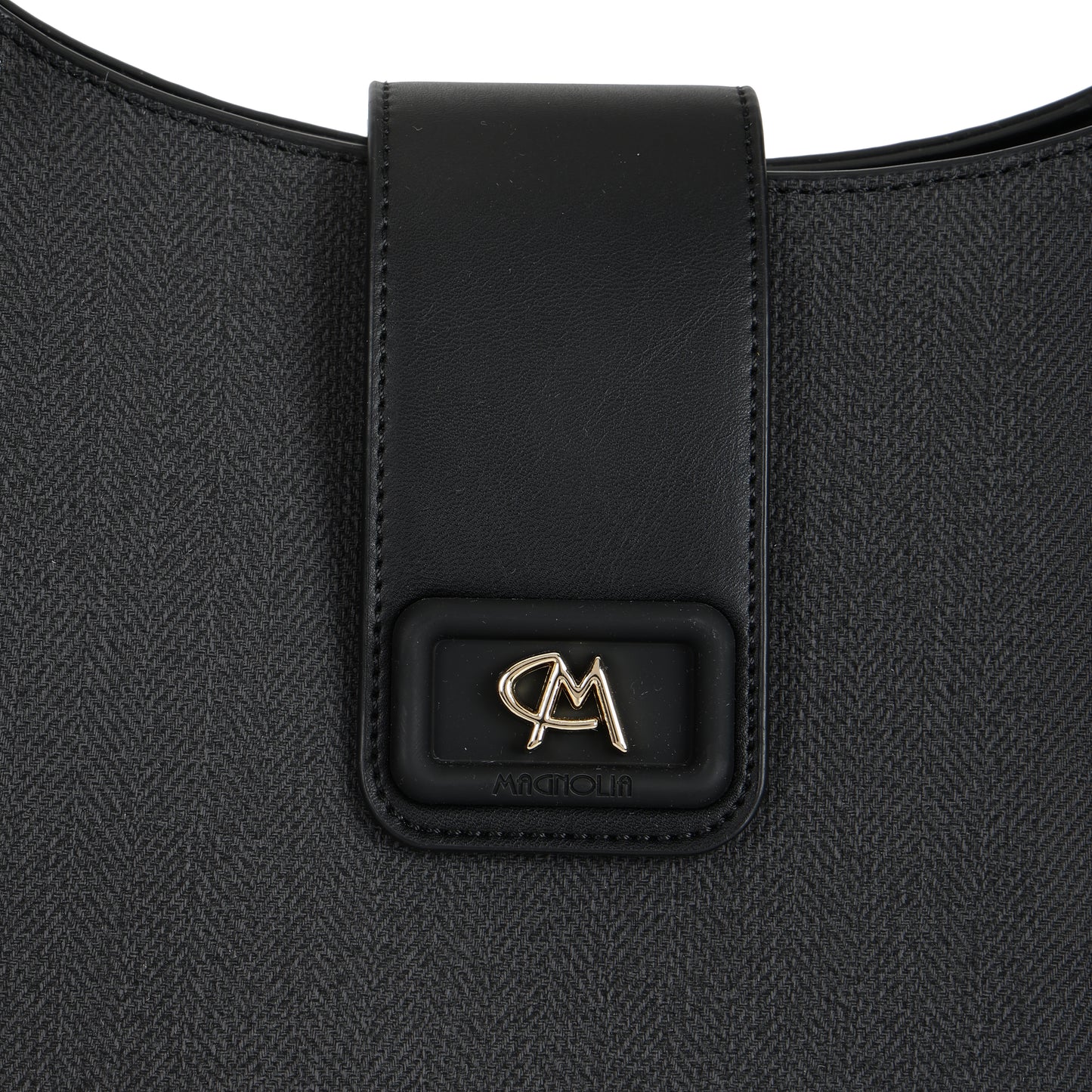 Magnolia PU Leather Women Black Shoulder Bag