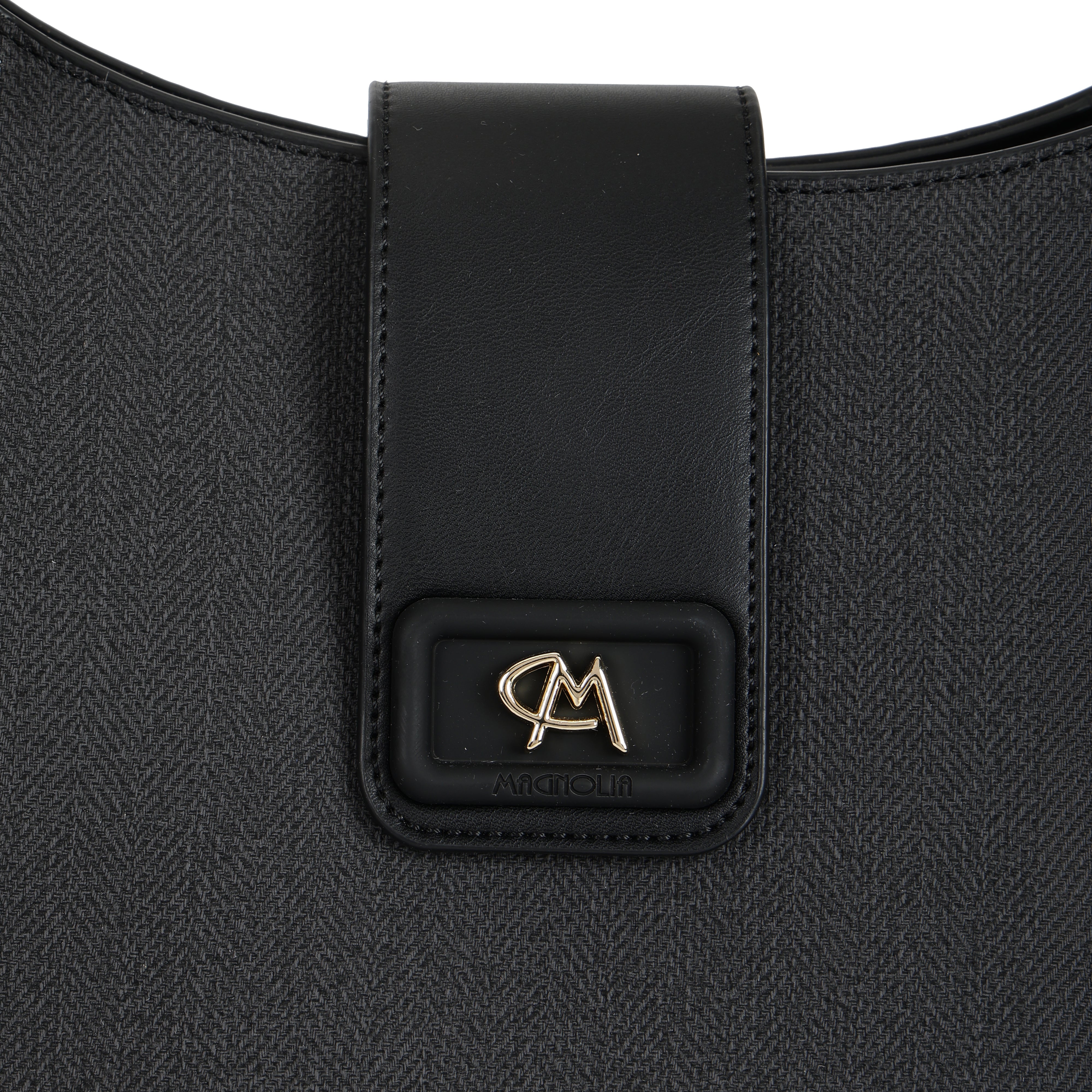 Magnolia PU Leather Women Black Shoulder Bag