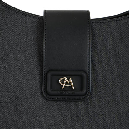Magnolia PU Leather Women Black Shoulder Bag