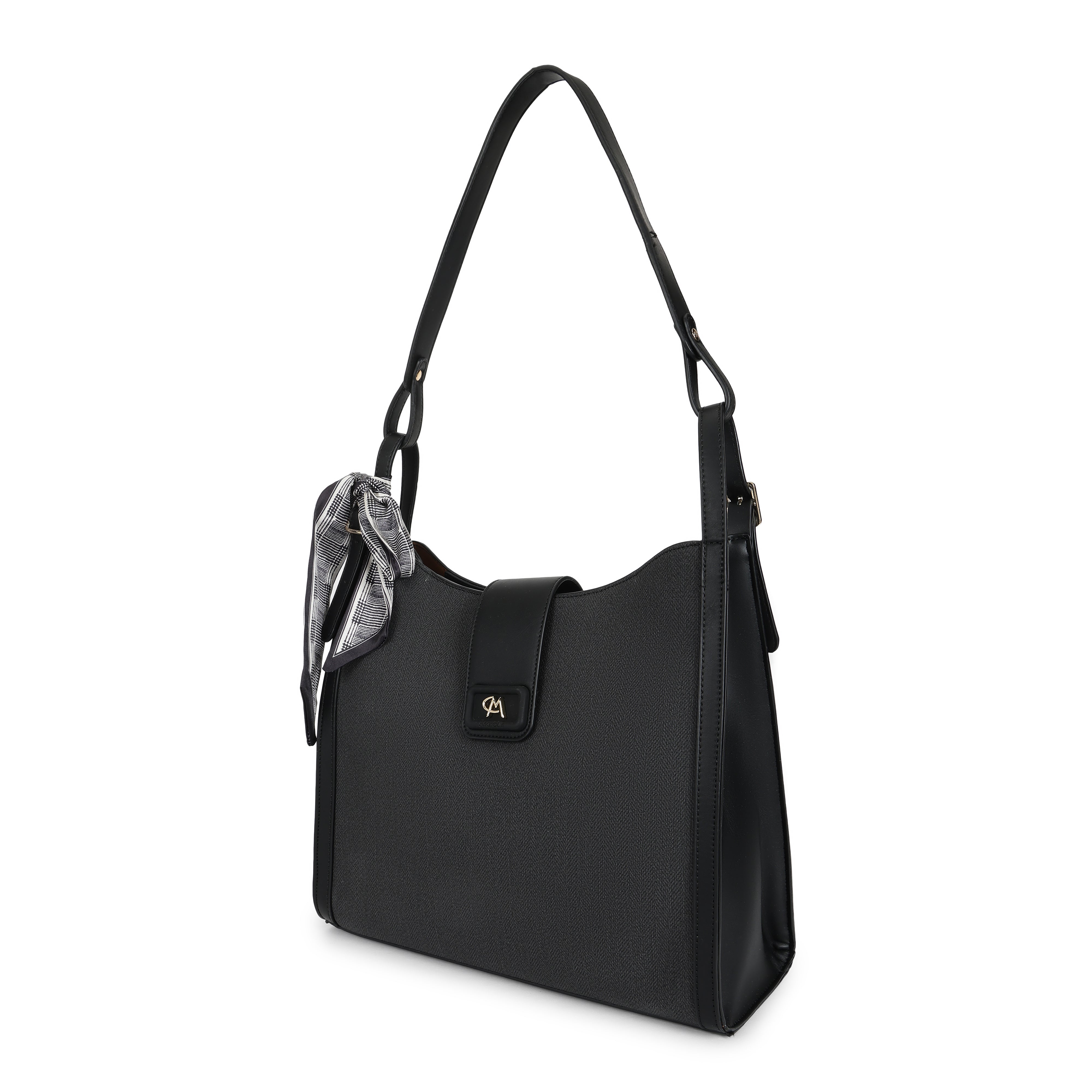 Magnolia PU Leather Women Black Shoulder Bag