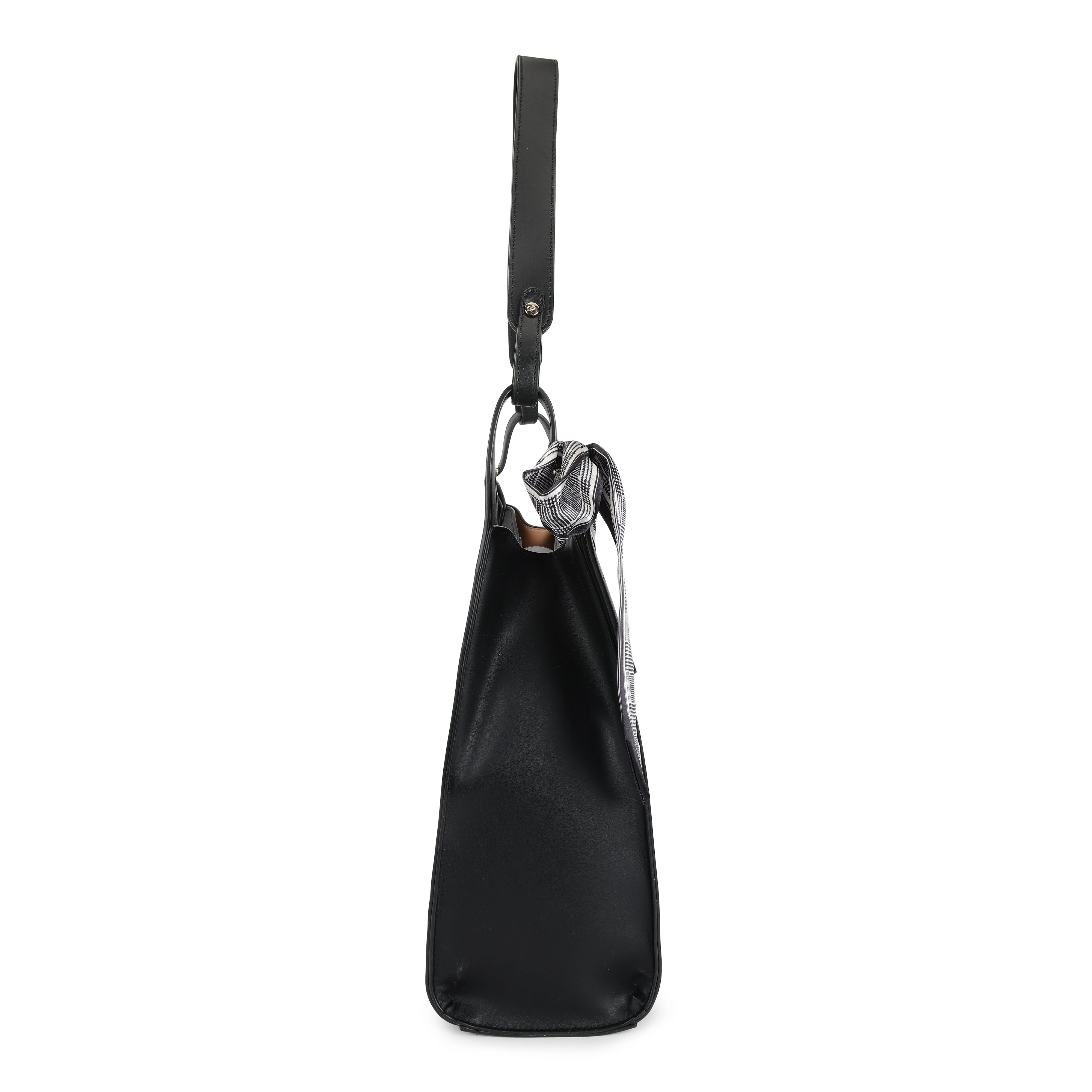 Magnolia PU Leather Women Black Shoulder Bag