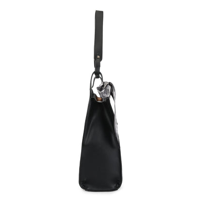 Magnolia PU Leather Women Black Shoulder Bag