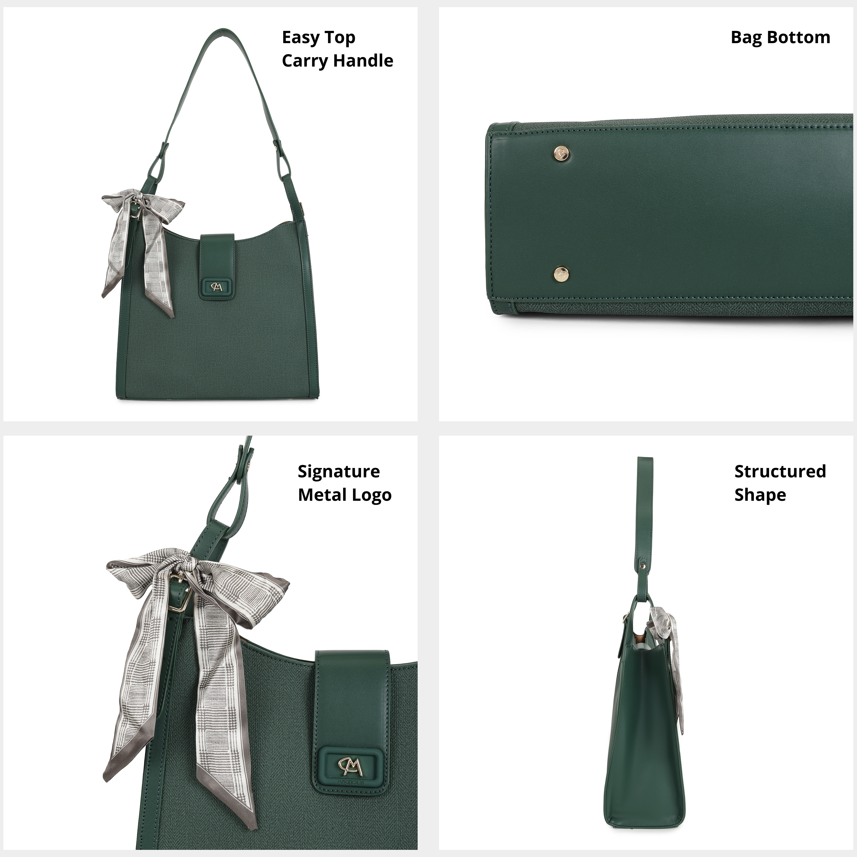Magnolia PU Leather Women Green Shoulder Bag