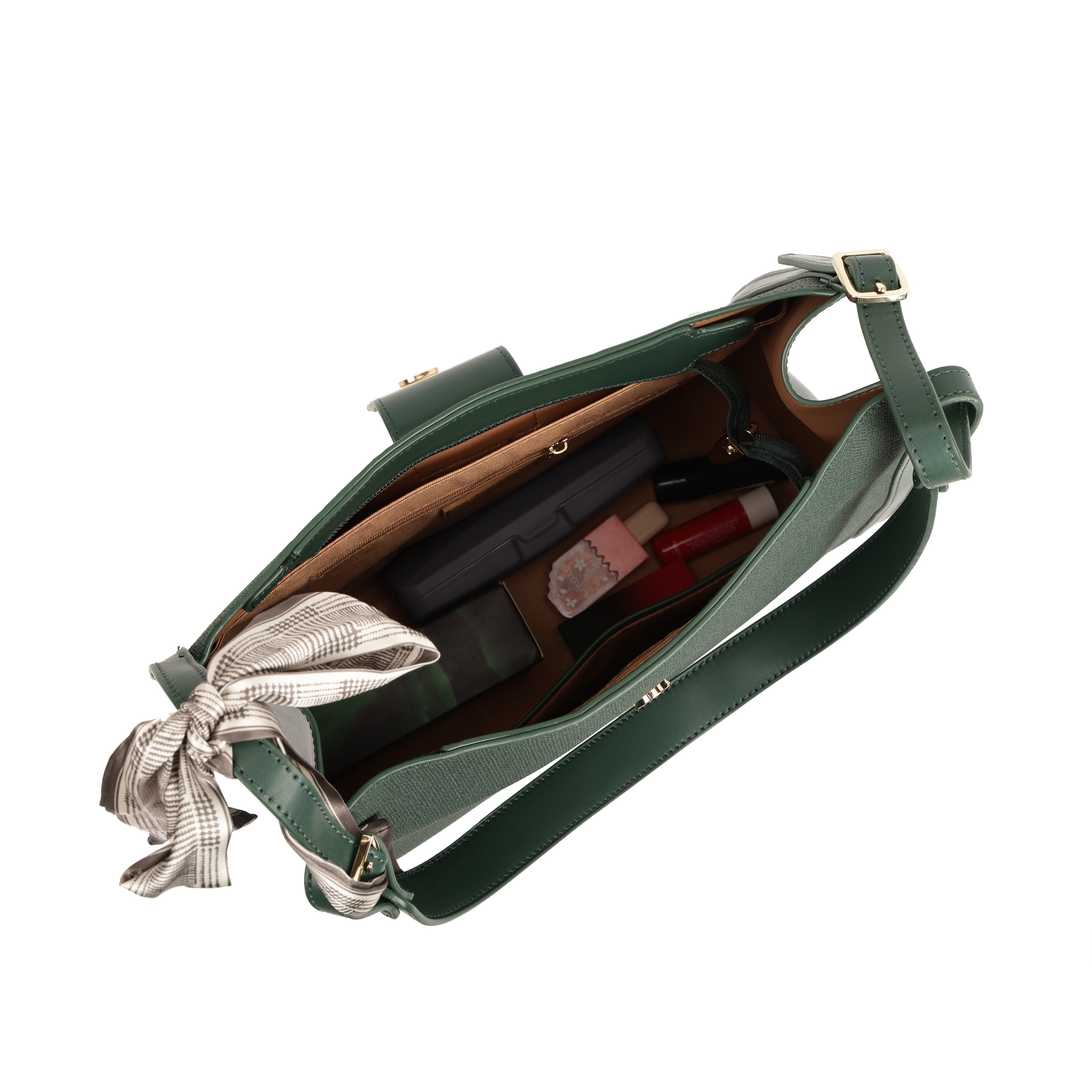 Magnolia PU Leather Women Green Shoulder Bag