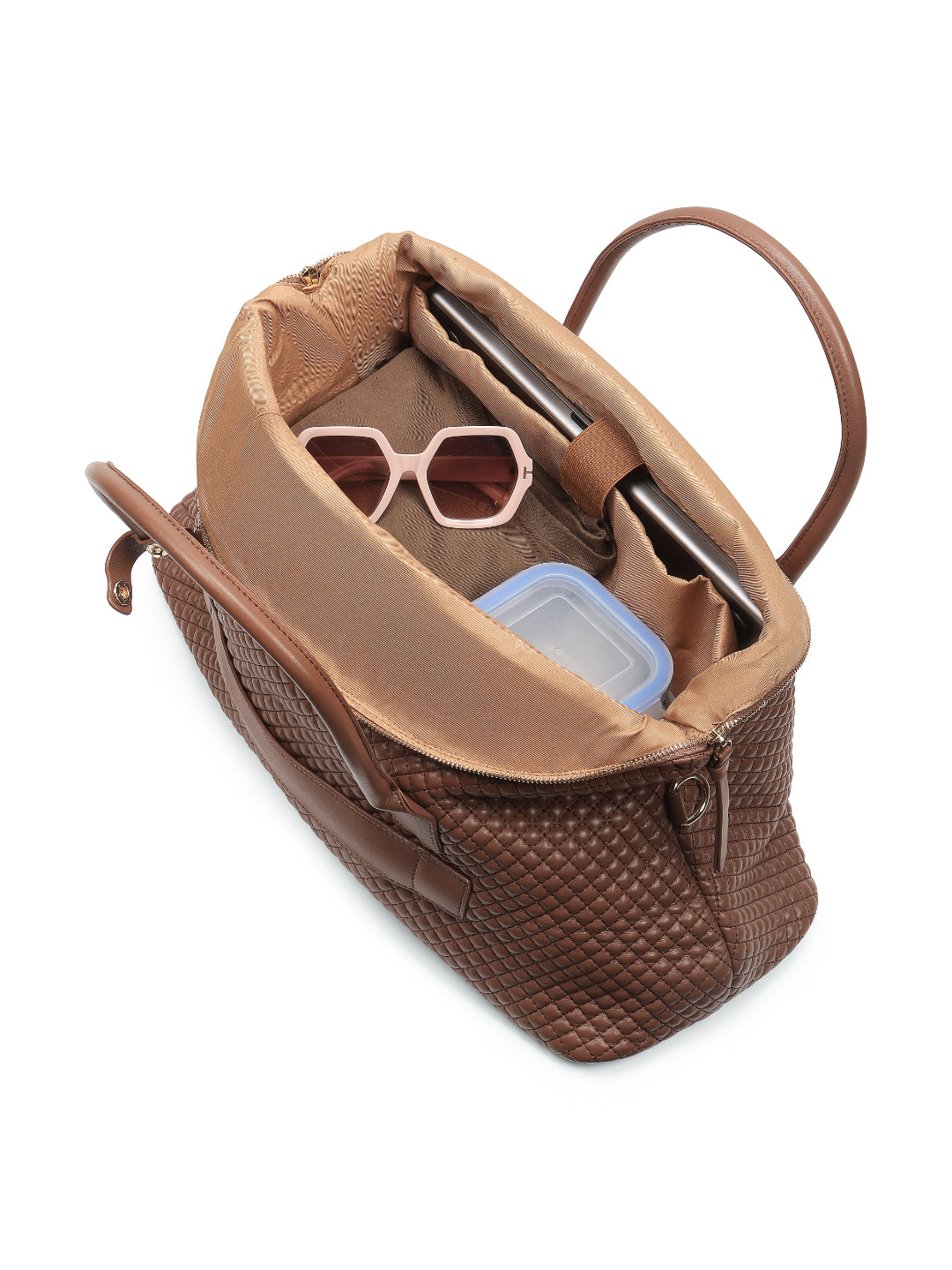 Magnolia Brown PU Leather Quilted One Size Unisex Duffle Bag