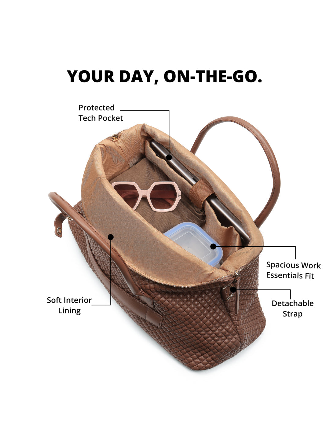 Magnolia Brown PU Leather Quilted One Size Unisex Duffle Bag