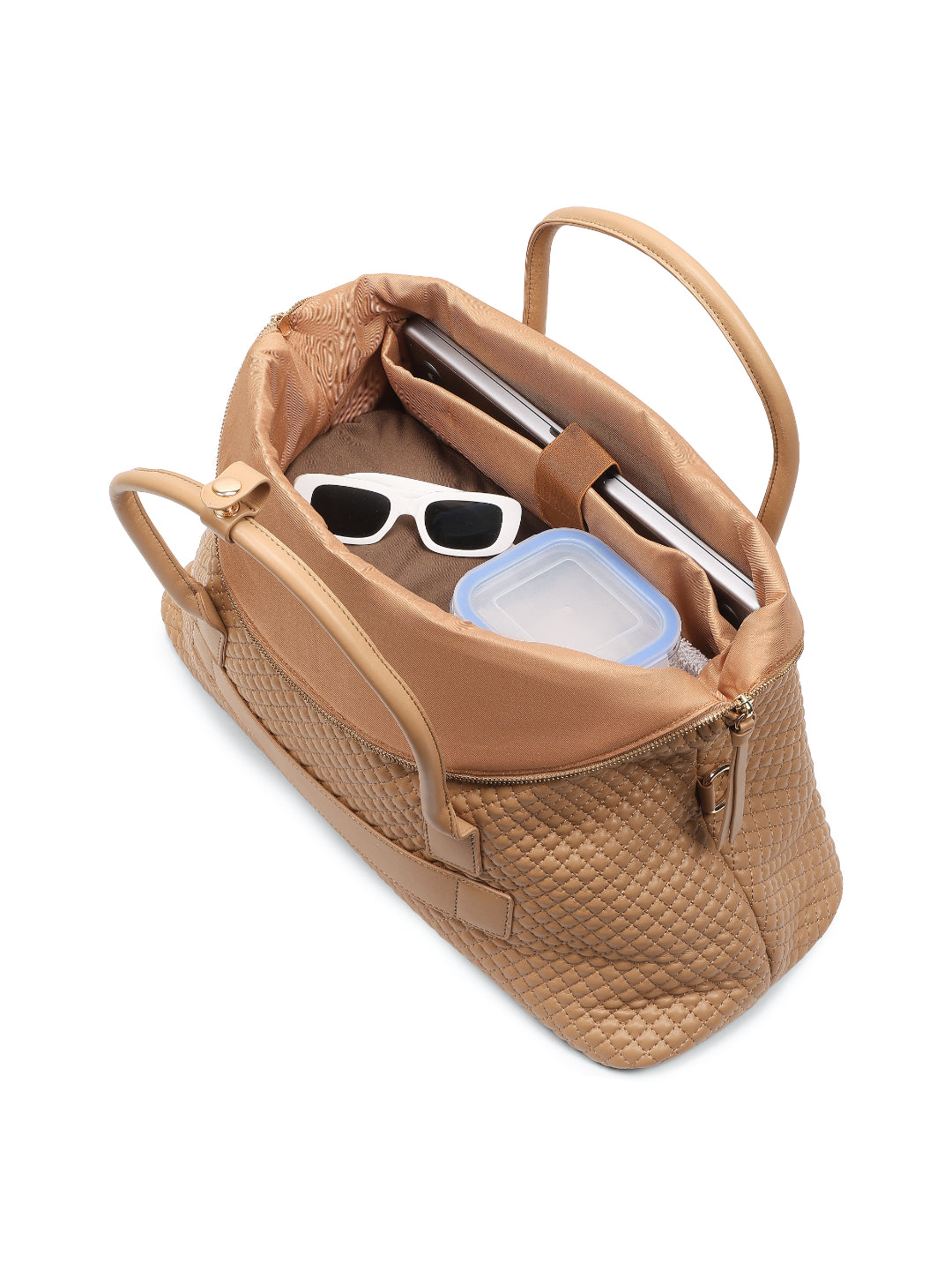 Magnolia Khaki PU Leather Quilted One Size Unisex Duffle Bag