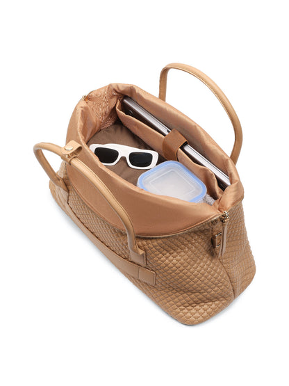Magnolia Khaki PU Leather Quilted One Size Unisex Duffle Bag