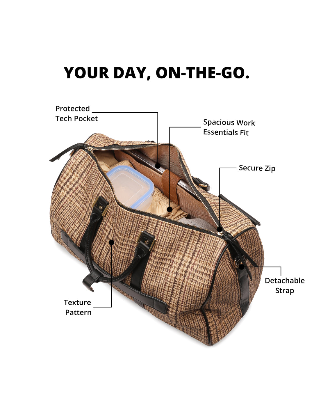 Magnolia Black PU Leather Textured One Size Unisex Duffle Bag