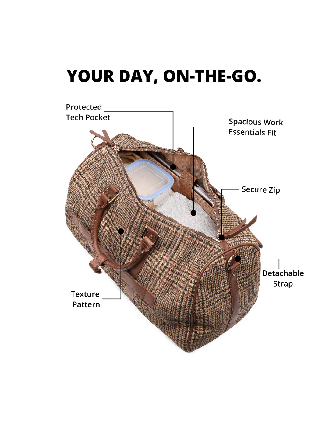 Magnolia Coffee PU Leather Textured One Size Unisex Duffle Bag