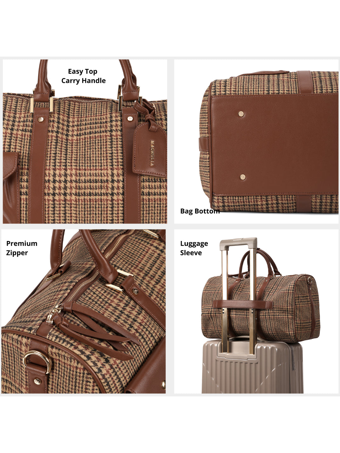 Magnolia Coffee PU Leather Textured One Size Unisex Duffle Bag