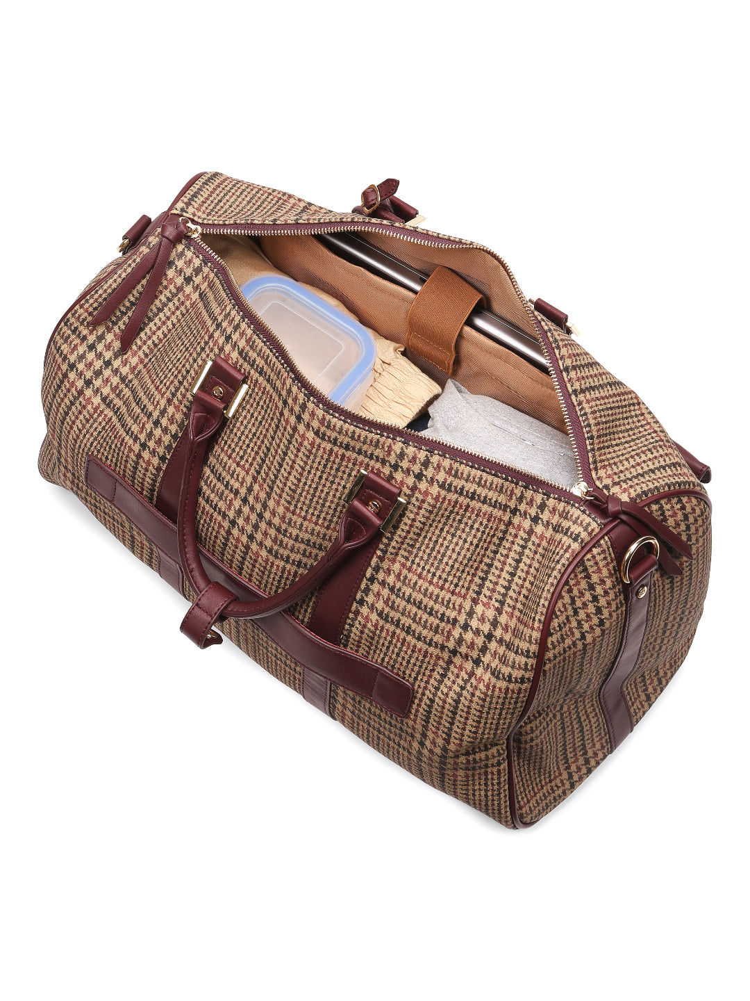 Magnolia Wine red PU Leather Textured One Size Unisex Duffle Bag