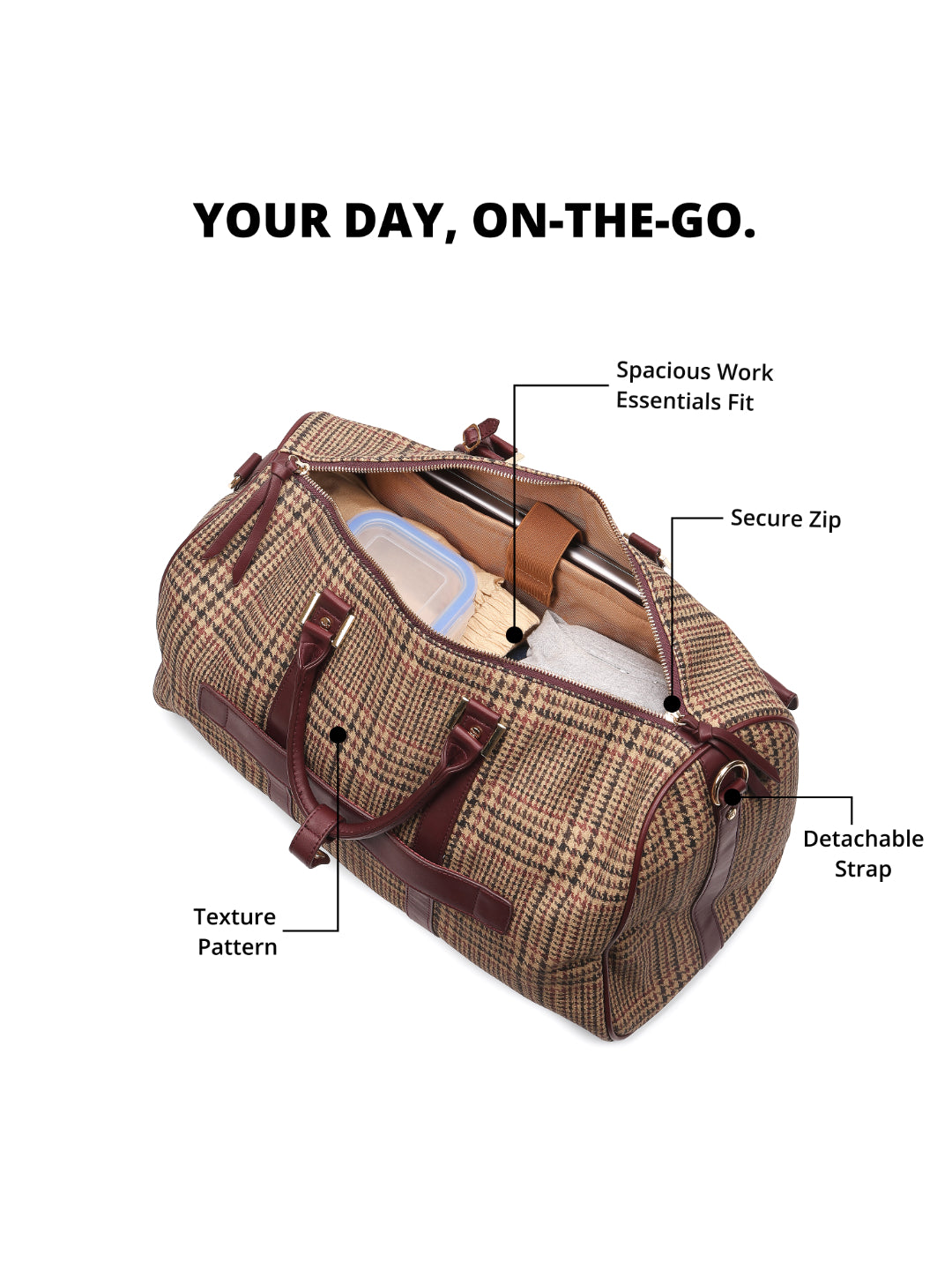 Magnolia Wine red PU Leather Textured One Size Unisex Duffle Bag