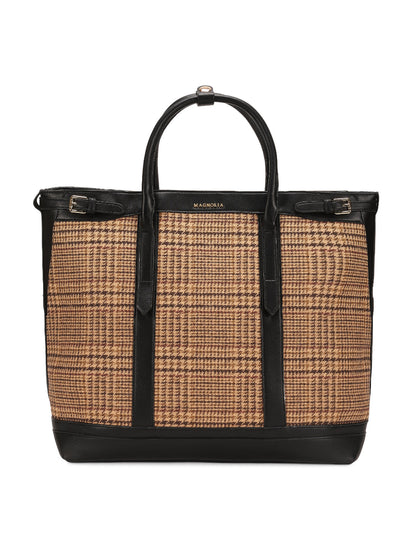 Magnolia Black PU Leather Textured One Size Unisex Tote
