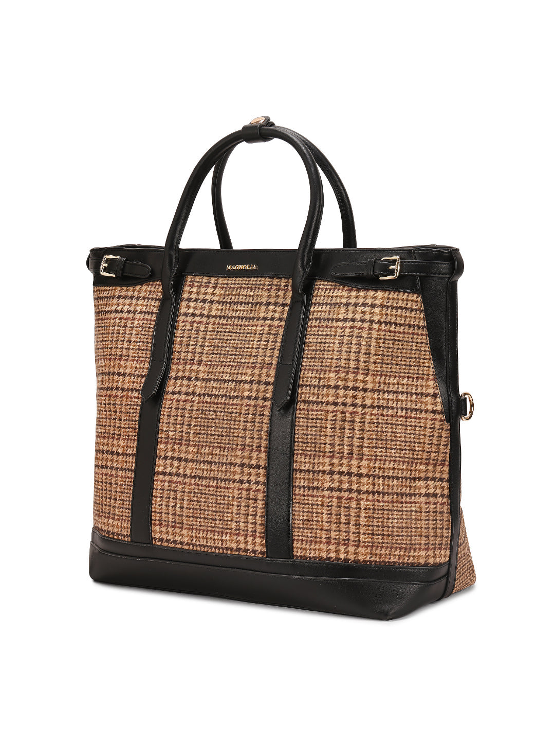 Magnolia Black PU Leather Textured One Size Unisex Tote