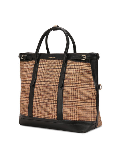 Magnolia Black PU Leather Textured One Size Unisex Tote