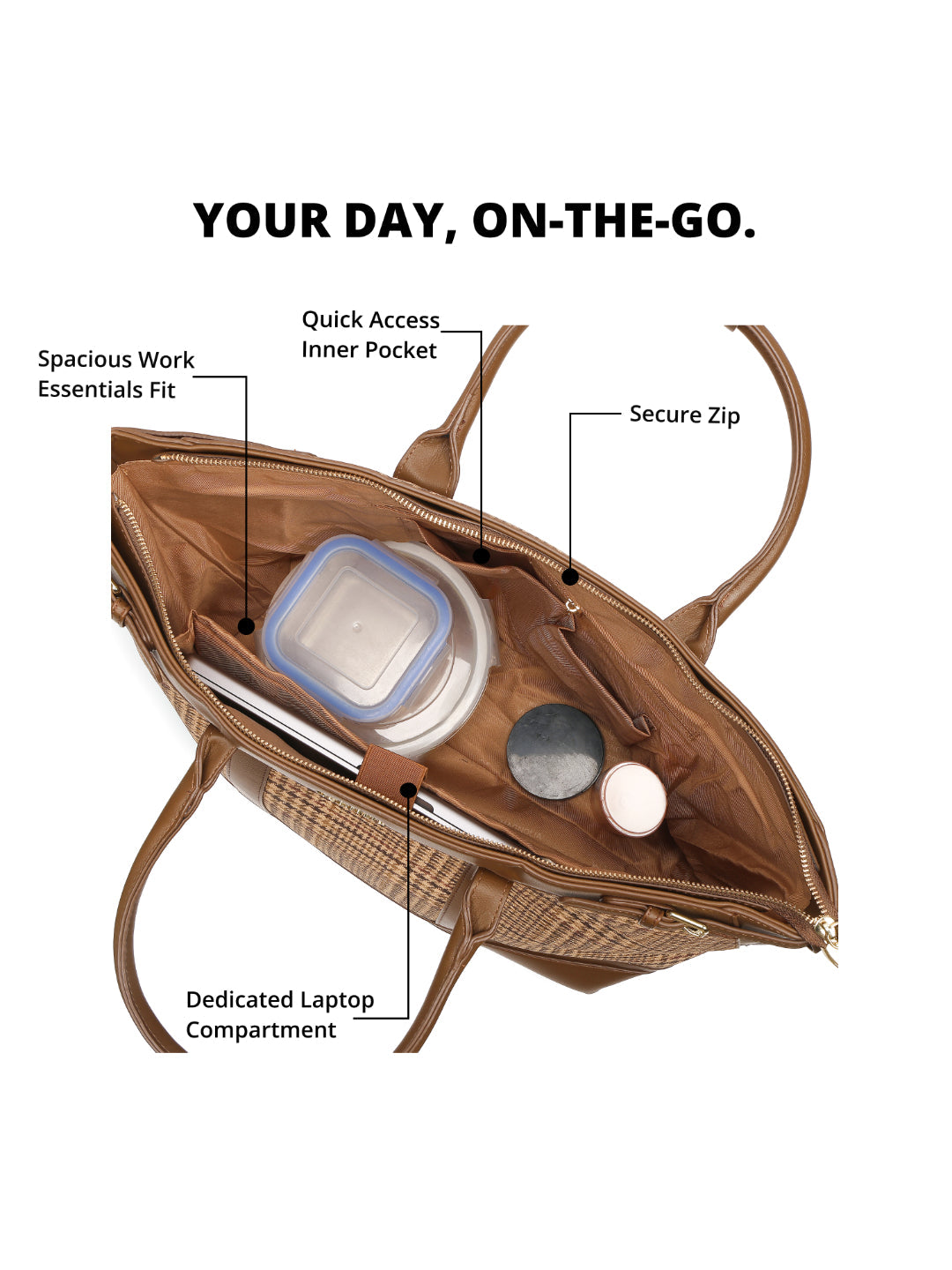 Magnolia Brown PU Leather Textured One Size Unisex Tote