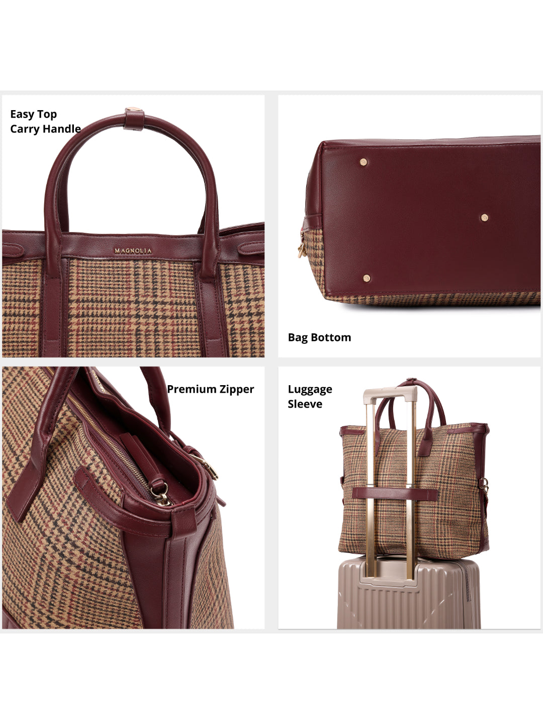 Magnolia Wine red PU Leather Textured One Size Unisex Tote