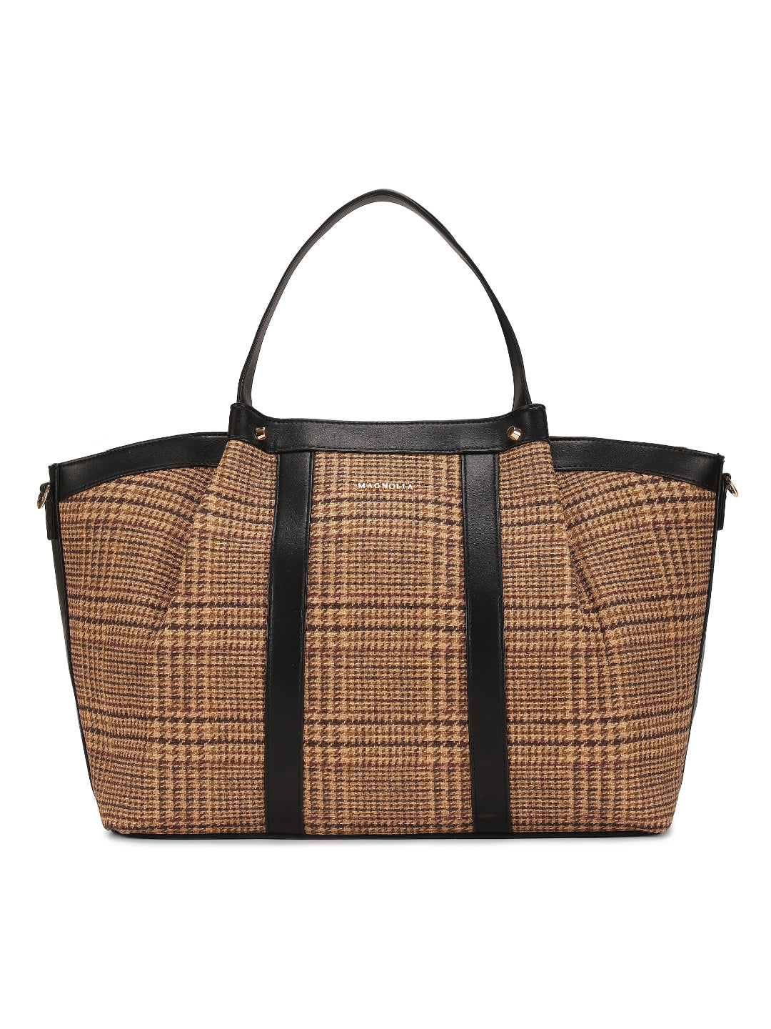 Magnolia Black PU Leather Textured One Size Unisex Tote