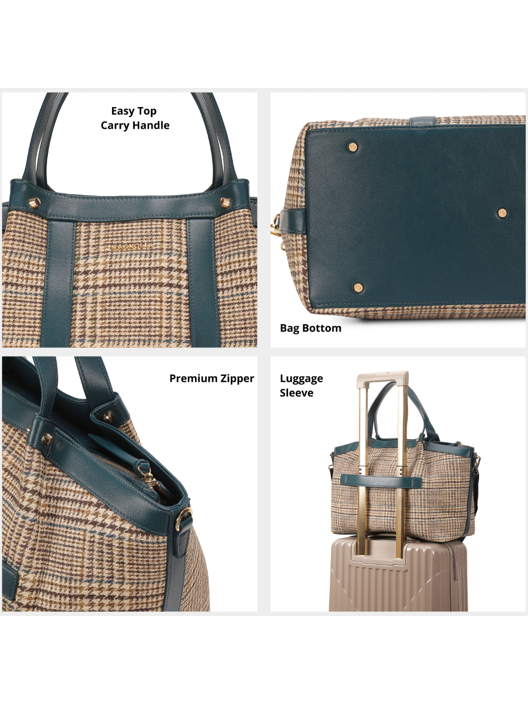 Magnolia Blue PU Leather Textured One Size Unisex Tote