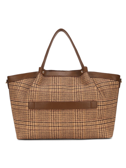 Magnolia Brown Textured One Size PU Leather Tote