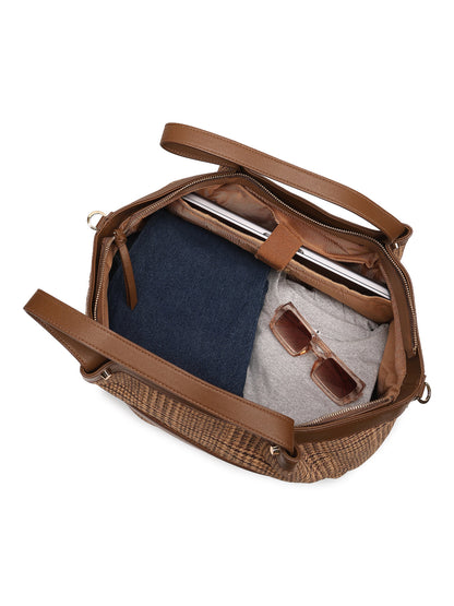 Magnolia Brown Textured One Size PU Leather Tote
