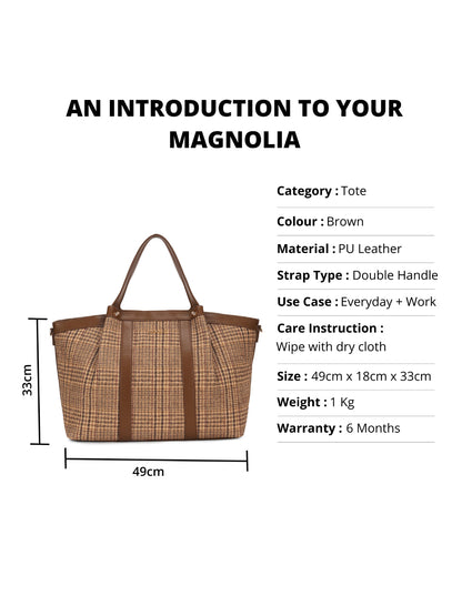 Magnolia Brown Textured One Size PU Leather Tote