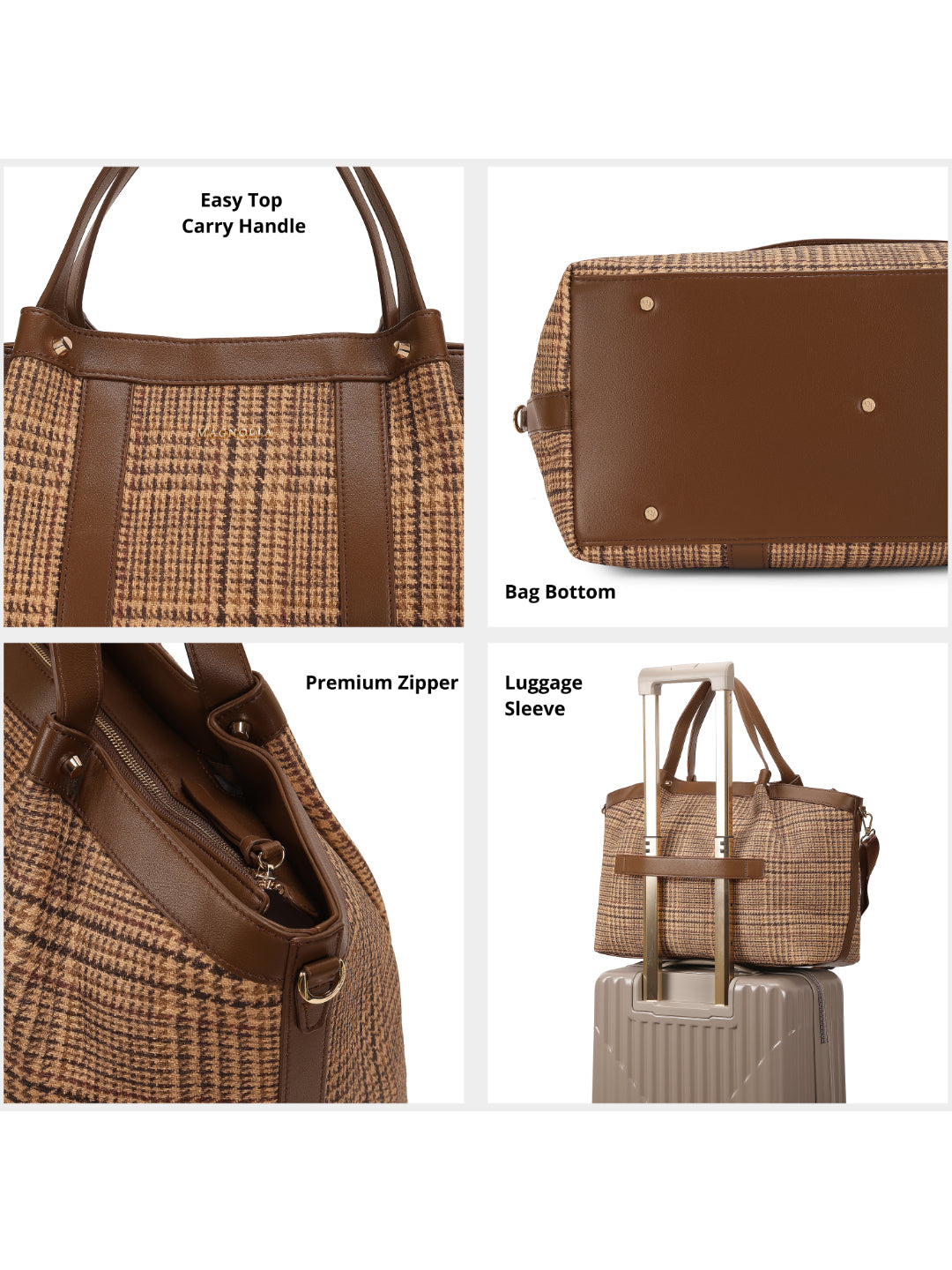 Magnolia Brown Textured One Size PU Leather Tote