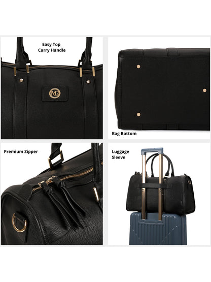 Magnolia Black PU Leather Solid One Size Unisex Duffle Bag