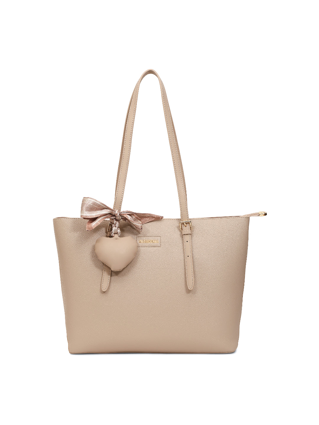 Magnolia Beige PU Leather Solid One Size Women Tote