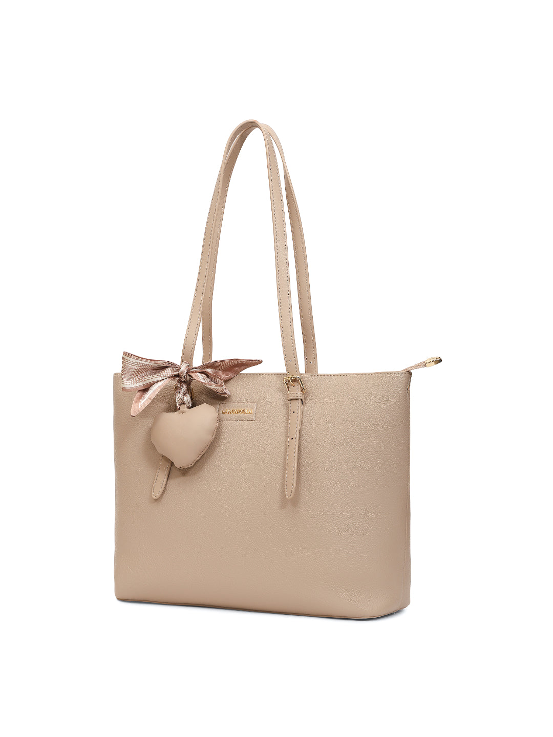 Magnolia Beige Solid One Size PU Leather Tote