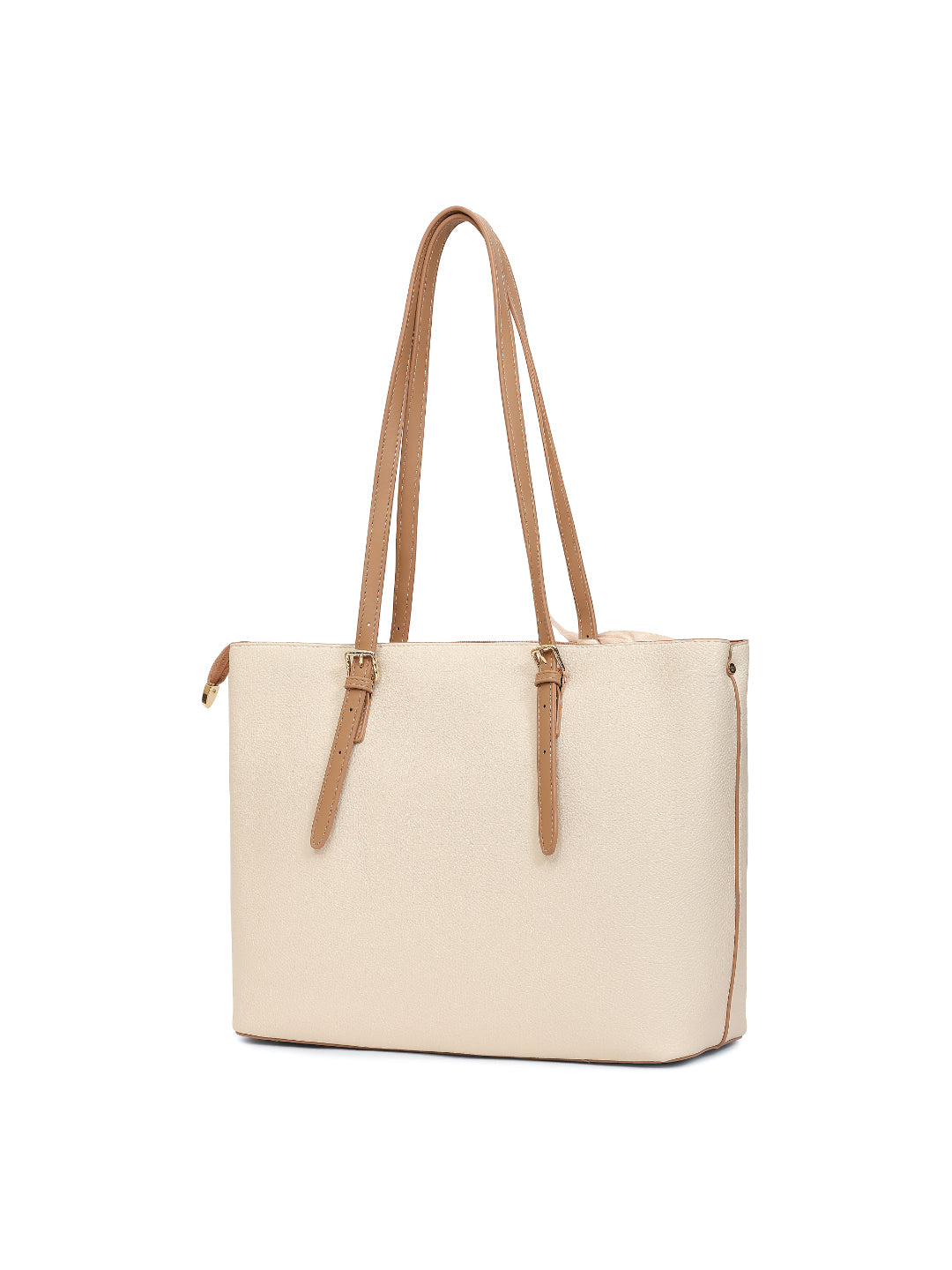 Magnolia White Solid One Size PU Leather Tote