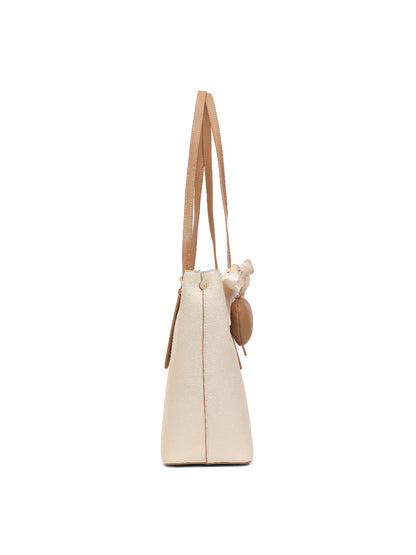 Magnolia White Solid One Size PU Leather Tote