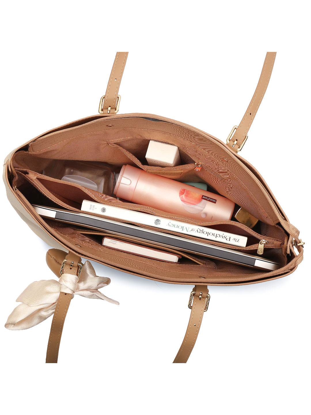 Magnolia White PU Leather Solid One Size Women Tote