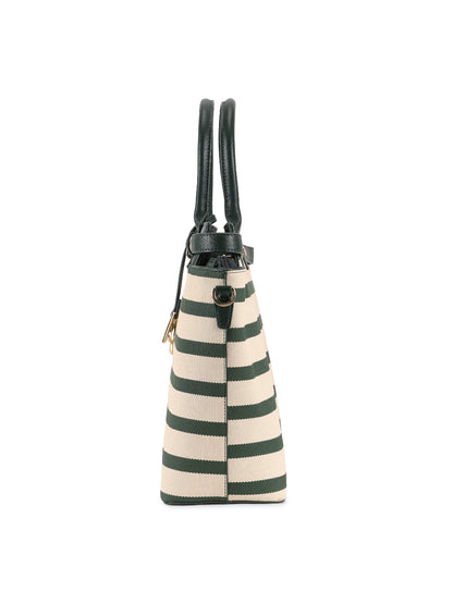 Magnolia Green PU Leather Striped One Size Women Tote