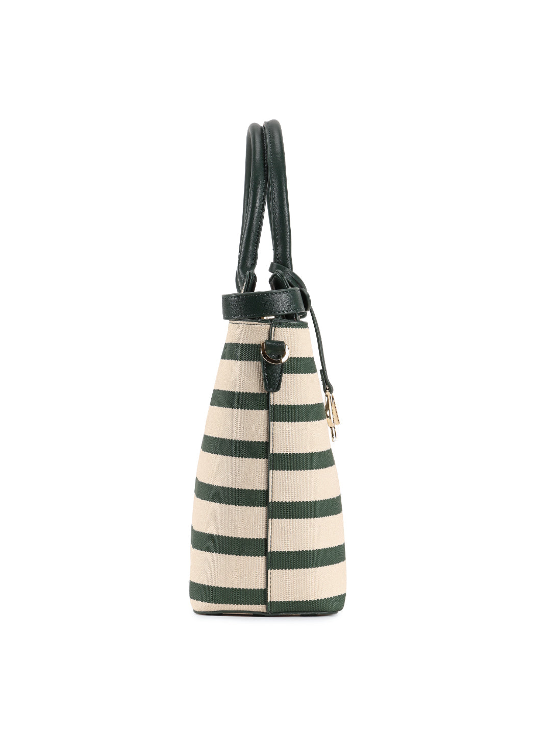 Magnolia Green PU Leather Striped One Size Women Tote