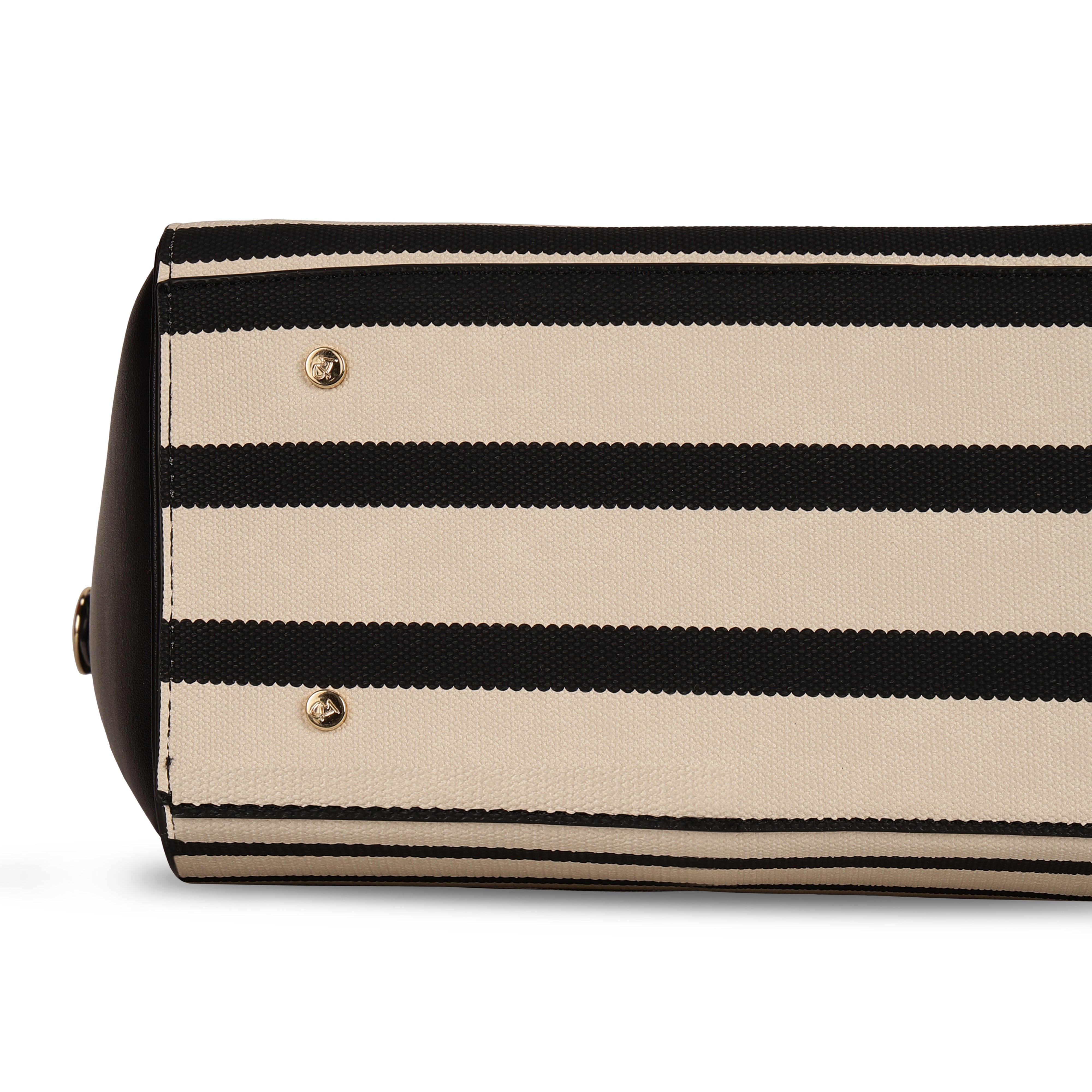 Magnolia PU Leather Women Striped Black Tote Bag