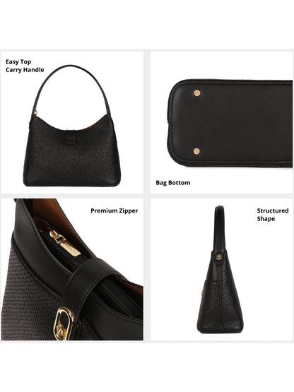 Magnolia Black PU Leather Solid One Size Women Shoulder Bag
