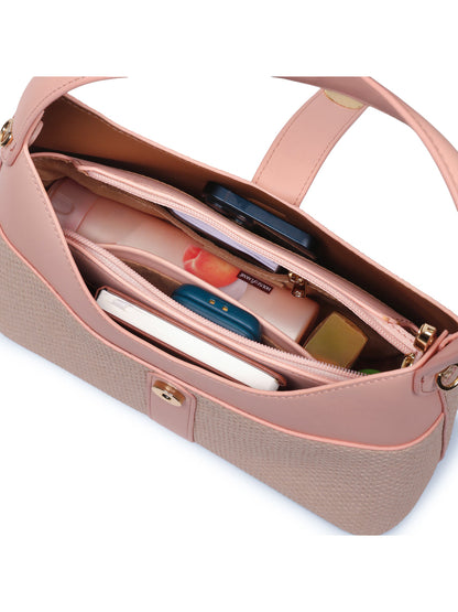 Magnolia Pink PU Leather Solid One Size Women Shoulder Bag