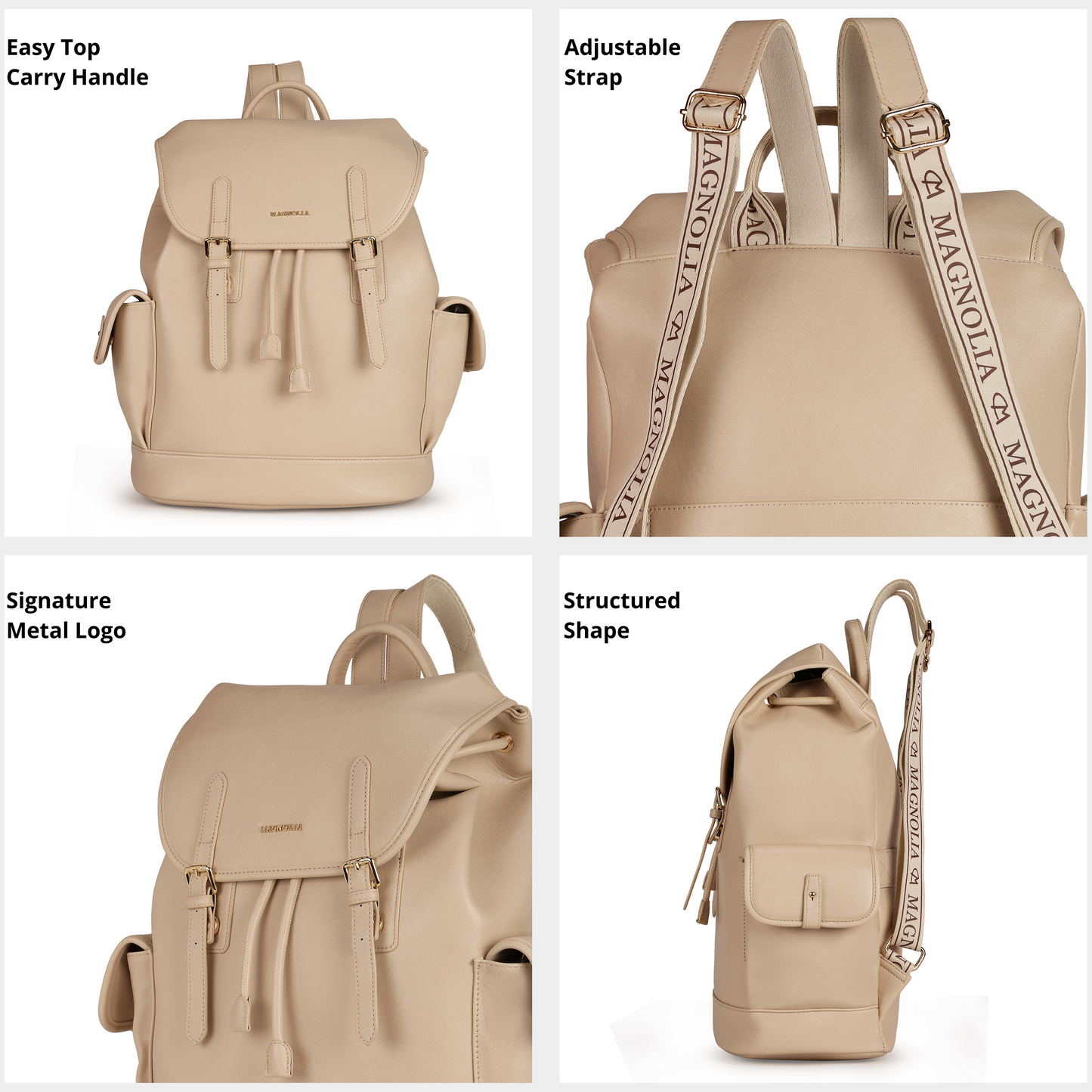 Magnolia PU Leather  Yellow Backpack