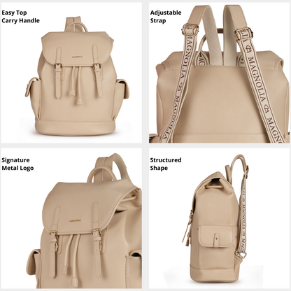 Magnolia PU Leather  Yellow Backpack