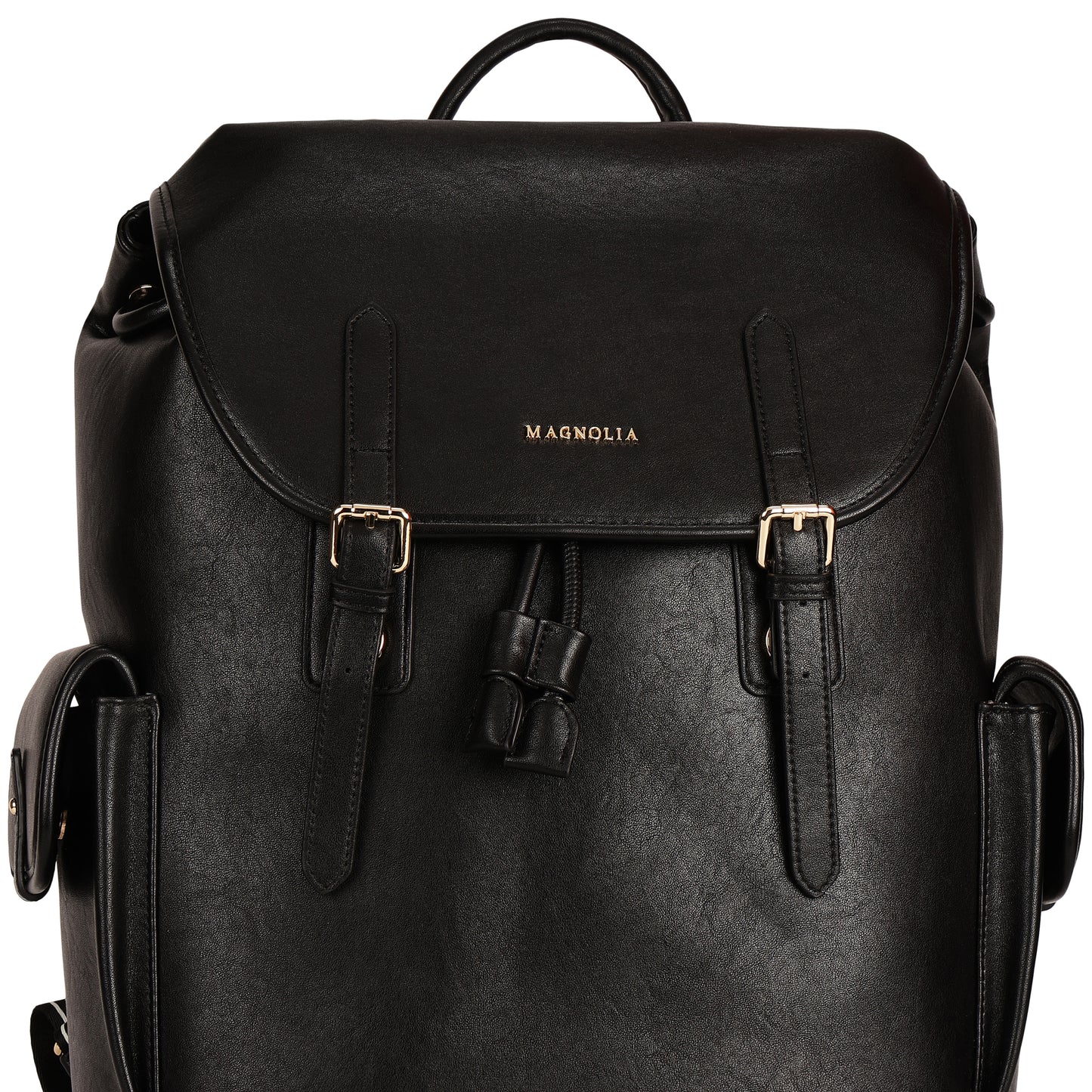 Magnolia PU Leather  Black Backpack