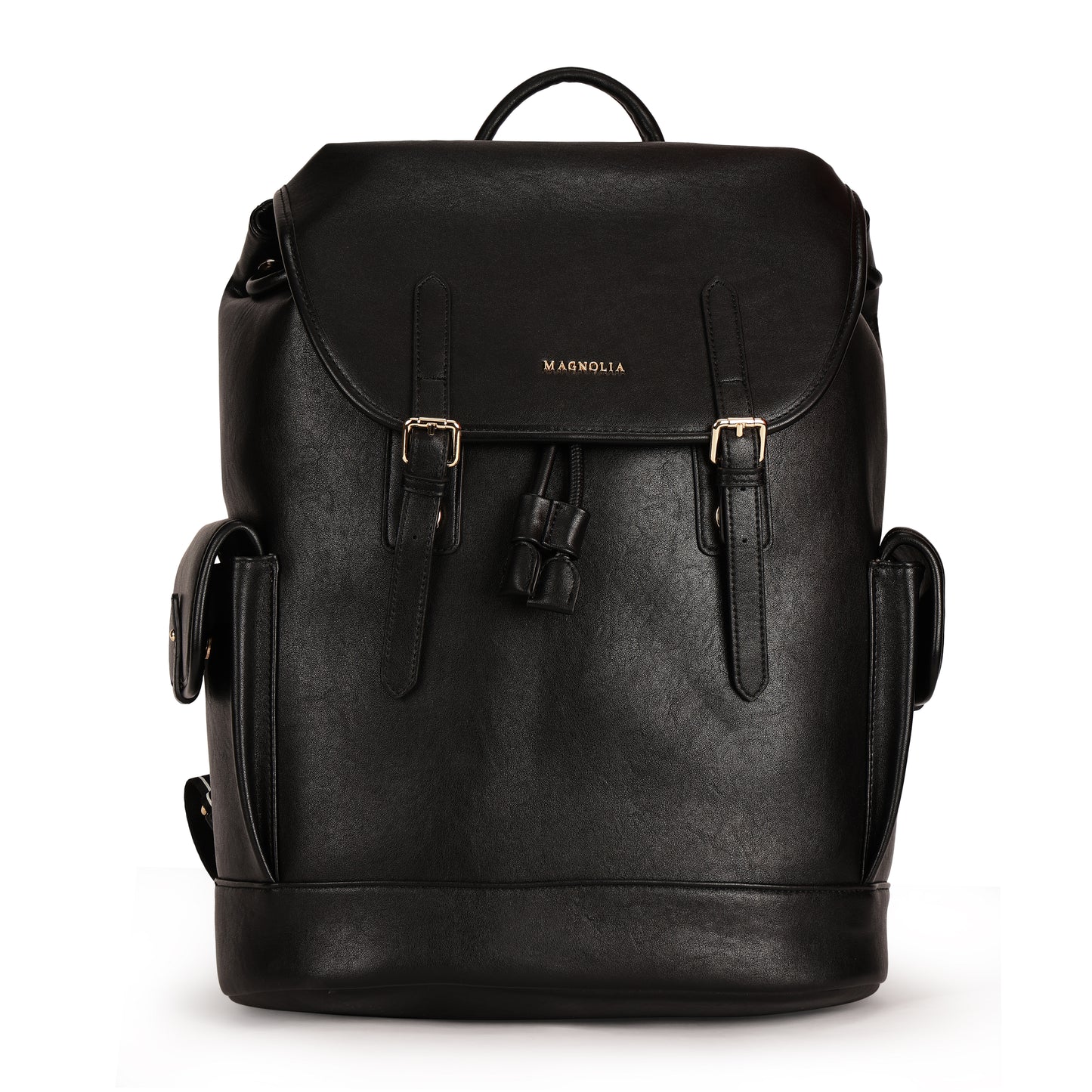Magnolia PU Leather  Black Backpack