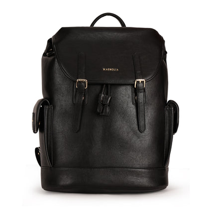 Magnolia PU Leather  Black Backpack