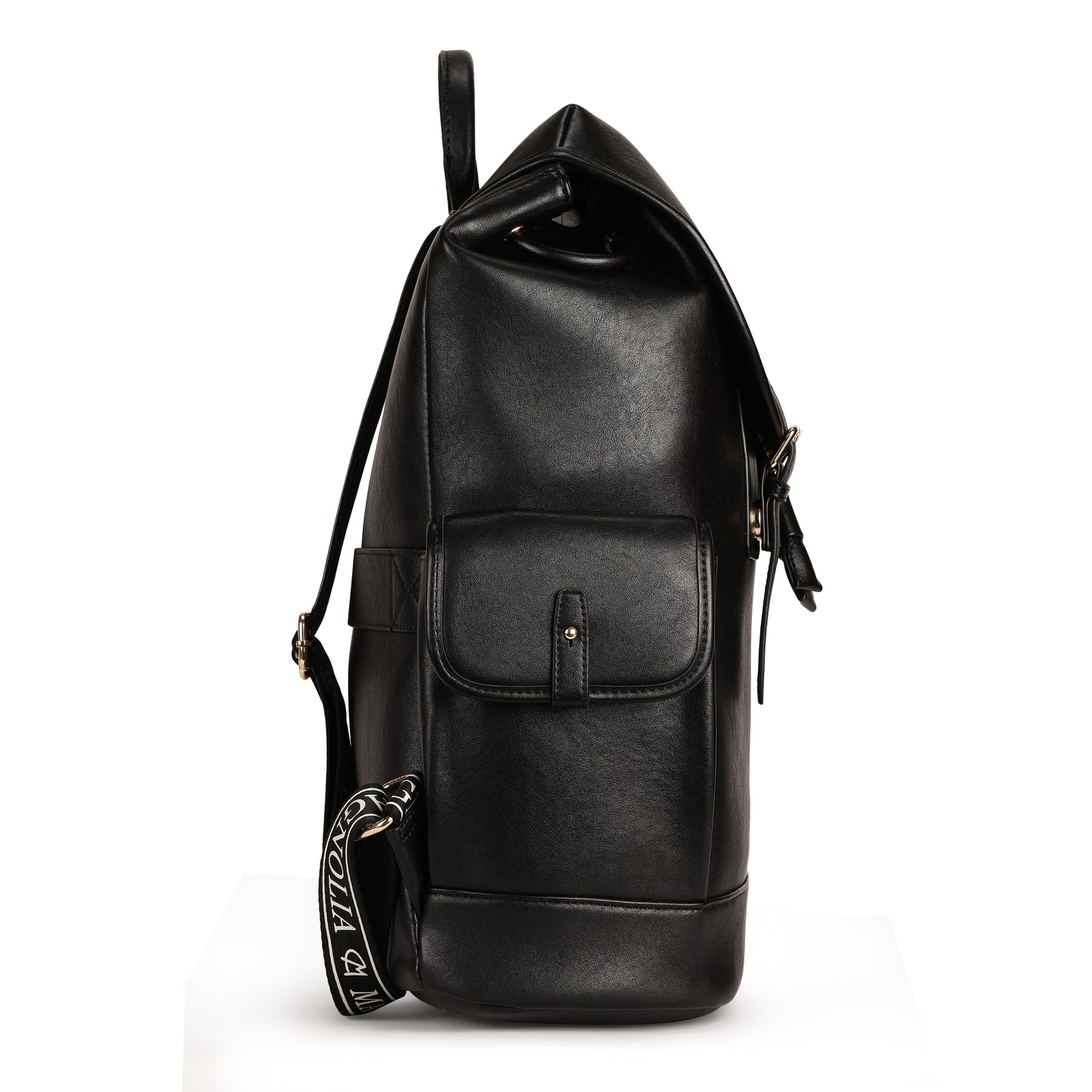 Magnolia PU Leather  Black Backpack