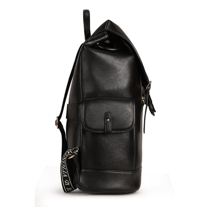Magnolia PU Leather  Black Backpack