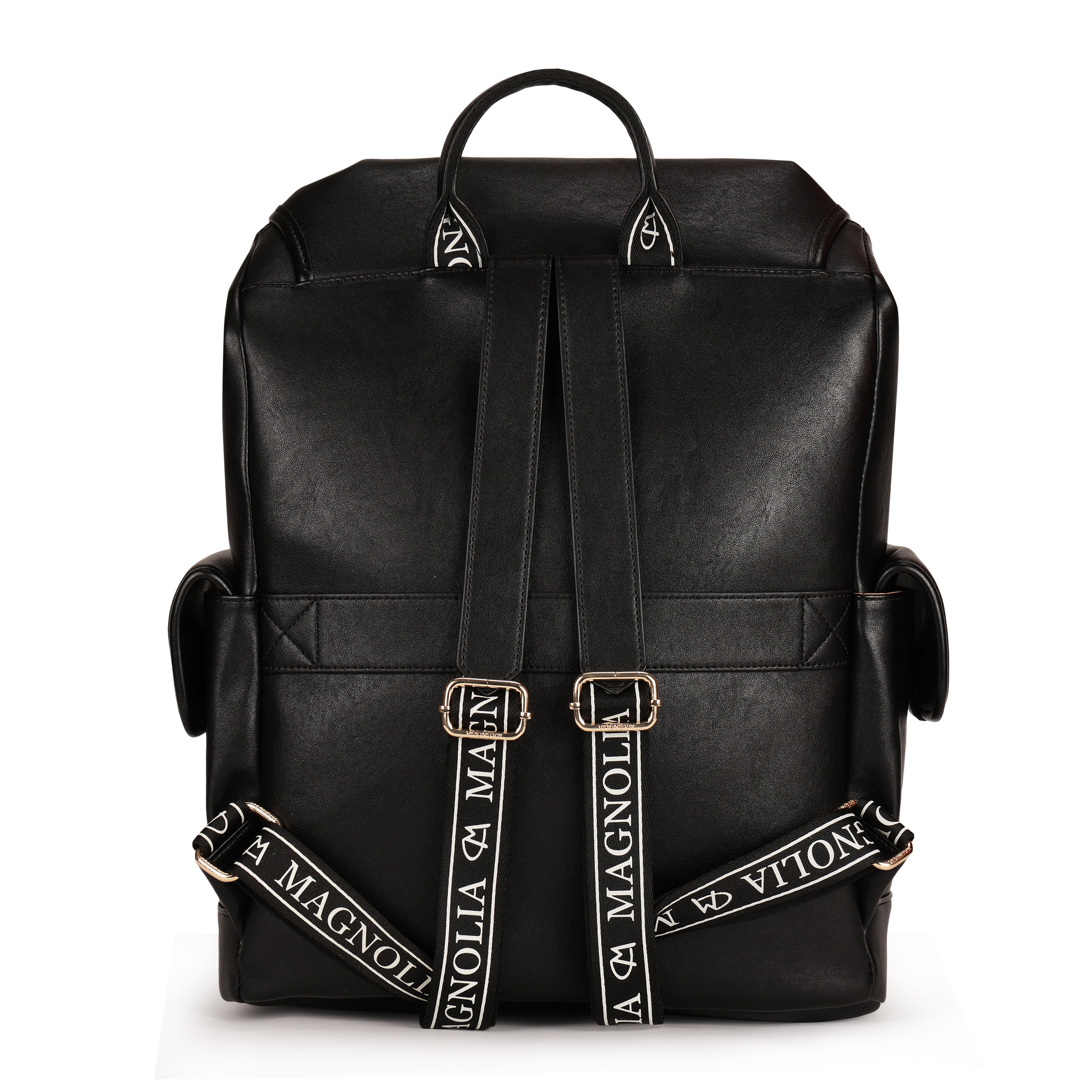Magnolia PU Leather  Black Backpack