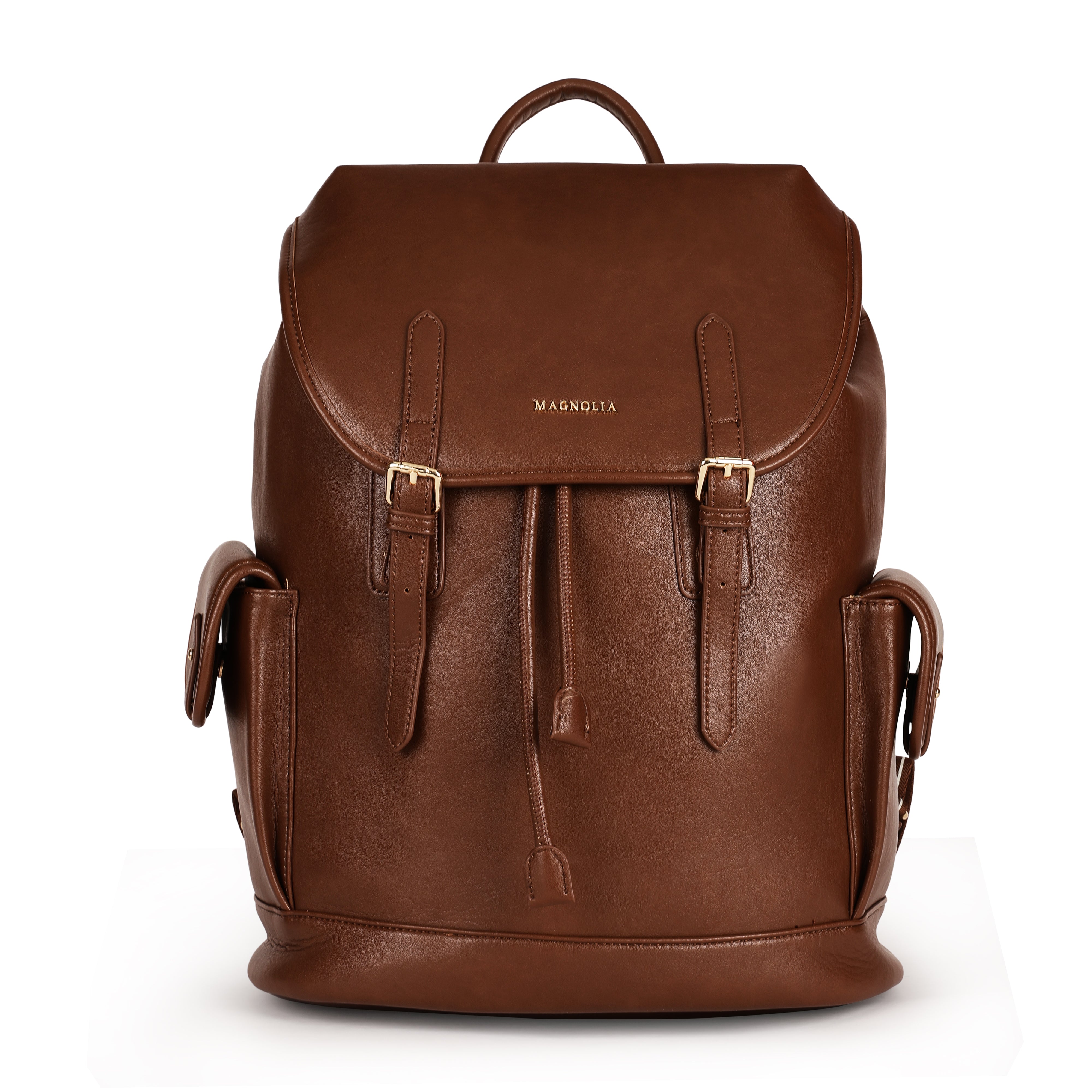 Magnolia PU Leather  Brown Backpack
